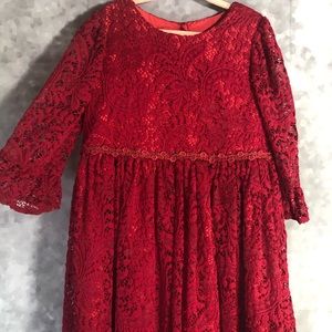 PASTOURELLE PIPPA & JULIE RED LACE DRESS.